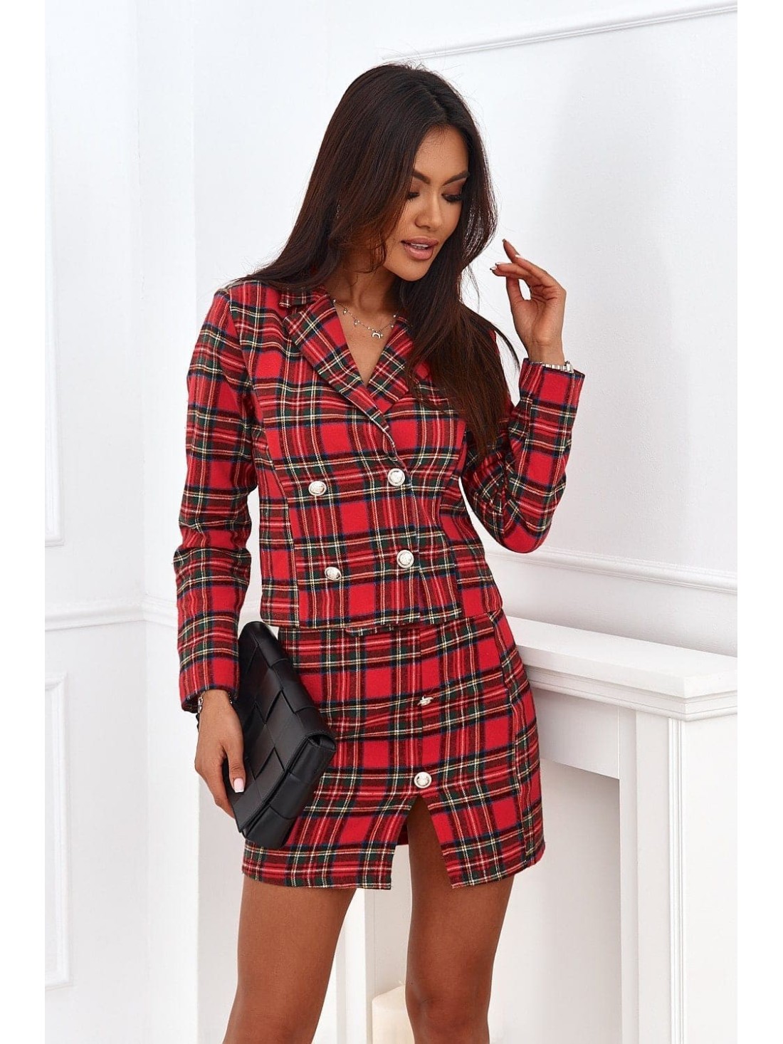 Red and green checkered mini skirt 80077 - Online store - Boutique